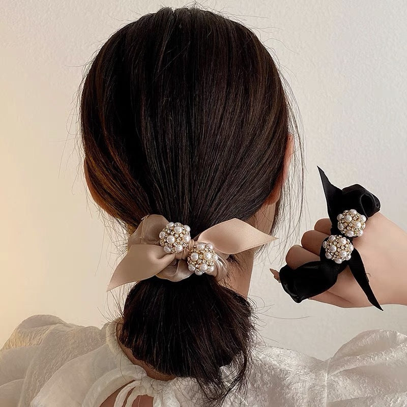 Beaded Bow Scrunchie