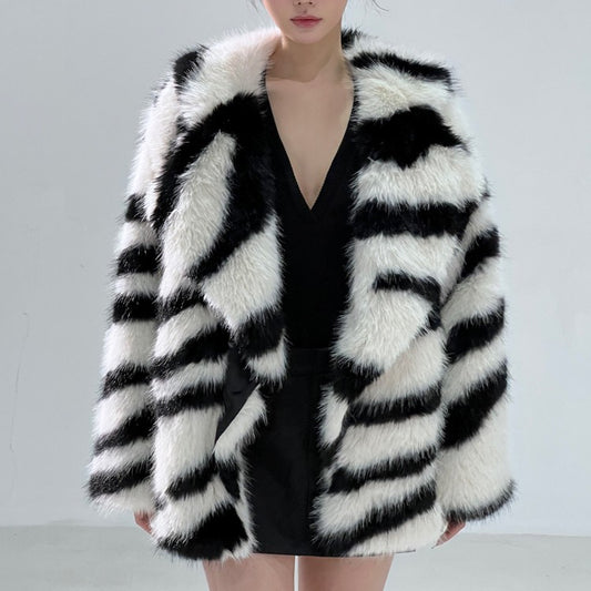 Wild Stripe Fur Coat