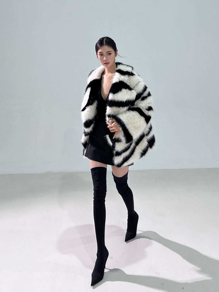 Wild Stripe Fur Coat