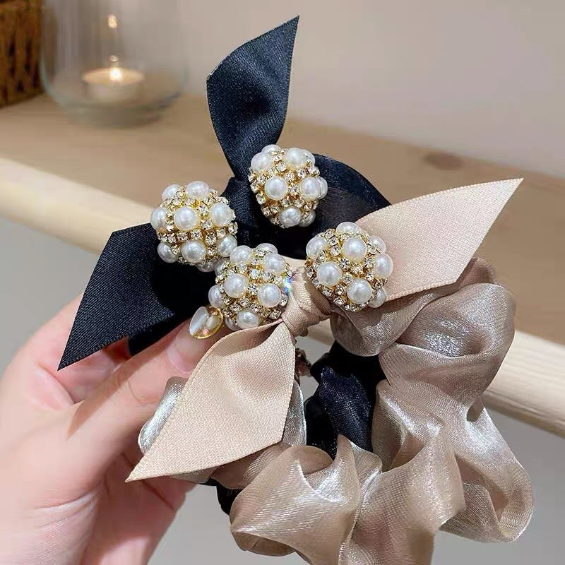 Beaded Bow Scrunchie