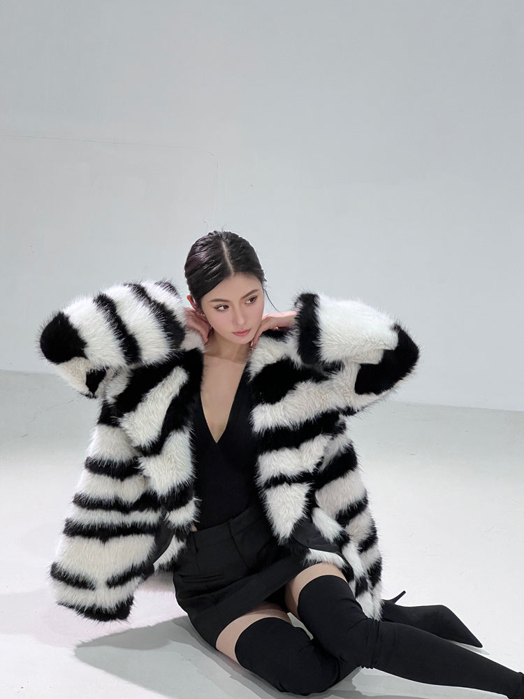 Wild Stripe Fur Coat