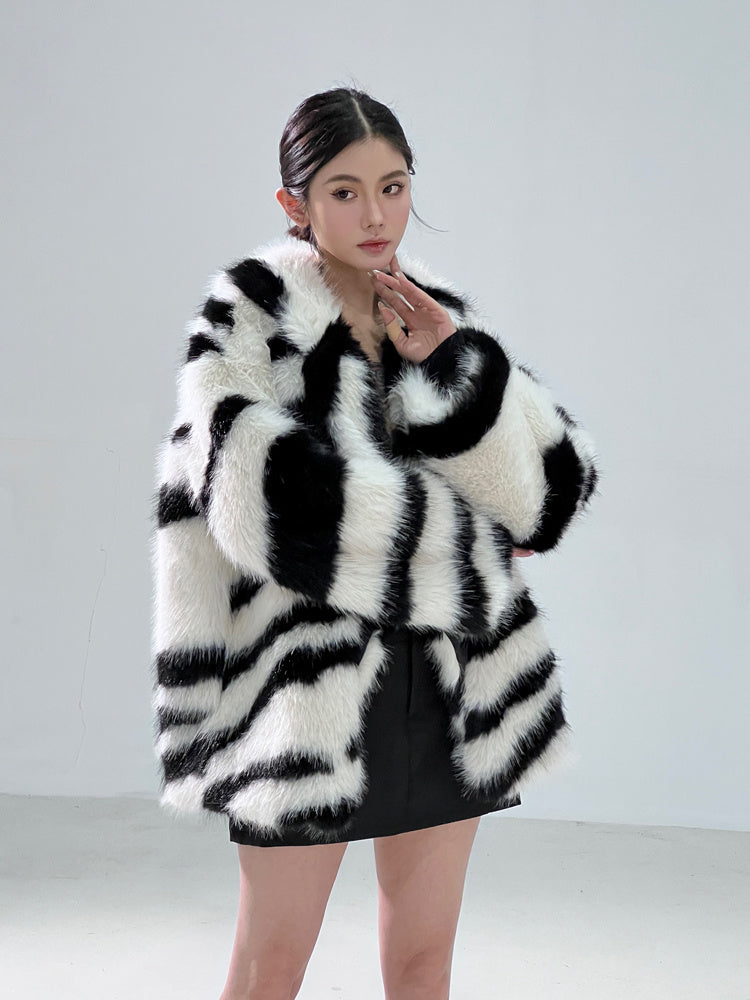 Wild Stripe Fur Coat