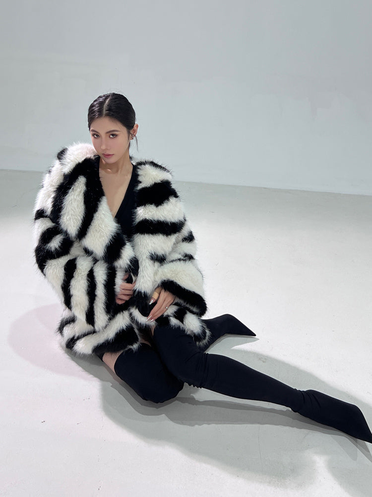 Wild Stripe Fur Coat