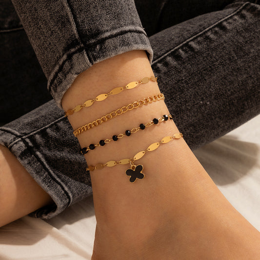 Black Butterfly Boho Anklet